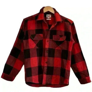Knackered Heavy Weight Red Black Flannel Button Down Shirt Men's Large